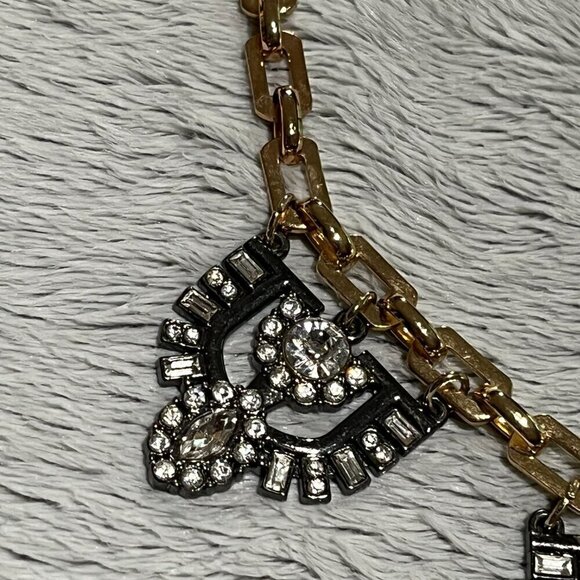 Stella & Dot for The Limited Two-Tone Art Deco Rhinestone Statement Bib Necklace - Picture 7 of 11